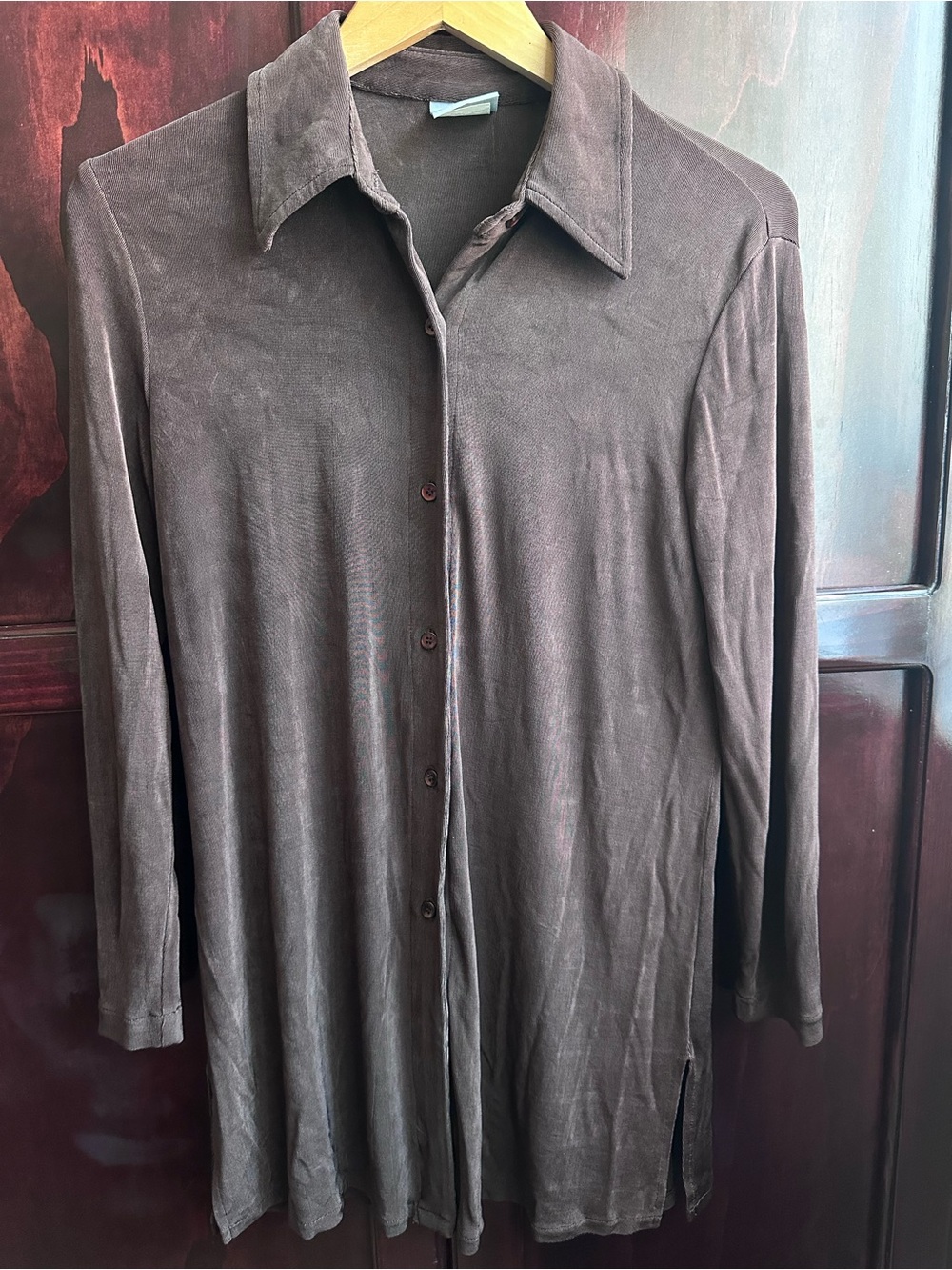 90s Rabbit Rabbit Rabbit Long-Sleeve Brown Button-Front Blouse